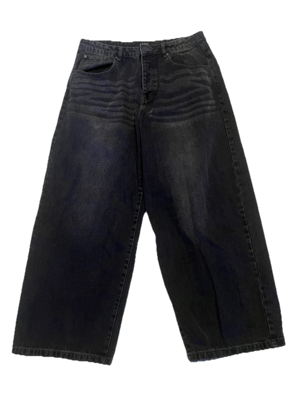 Boohoo Man Baggy Rigid Charcoal Jeans Size 36